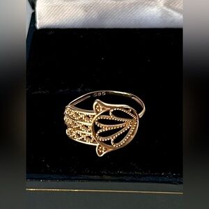 14k Yellow Gold Hamsa Protective Ring